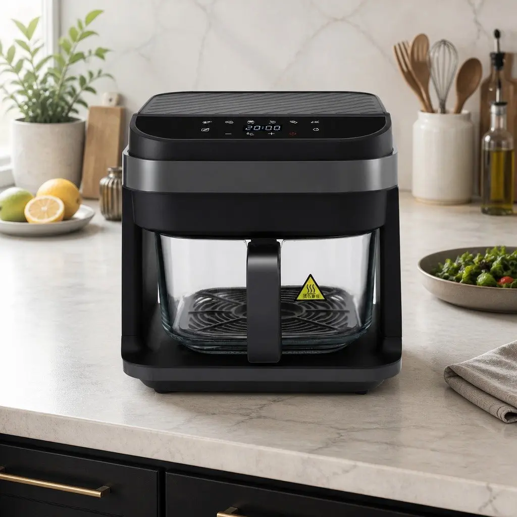 Air Fryer Black 5.5L Touch Control Electric Cooker 1200W Hot Air Circulation