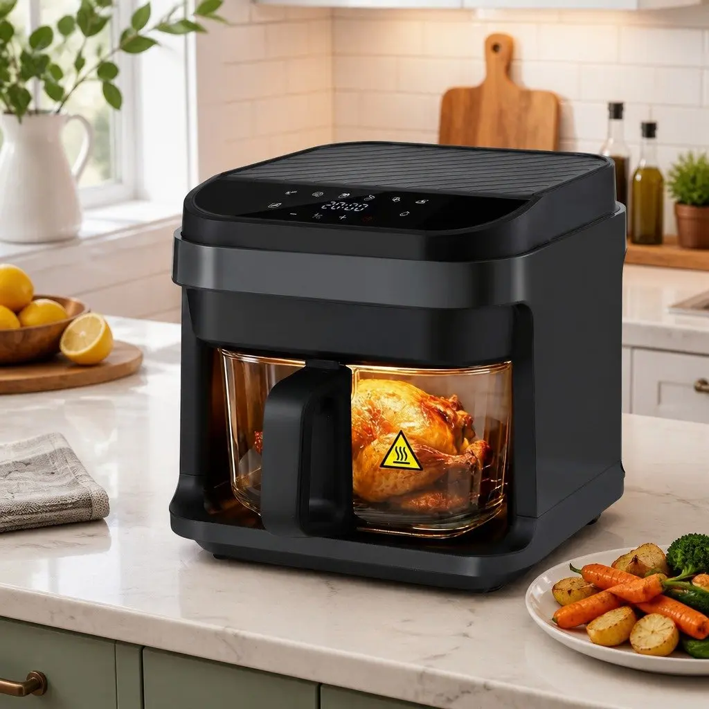 Air Fryer Black 5.5L Touch Control Electric Cooker 1200W Hot Air Circulation