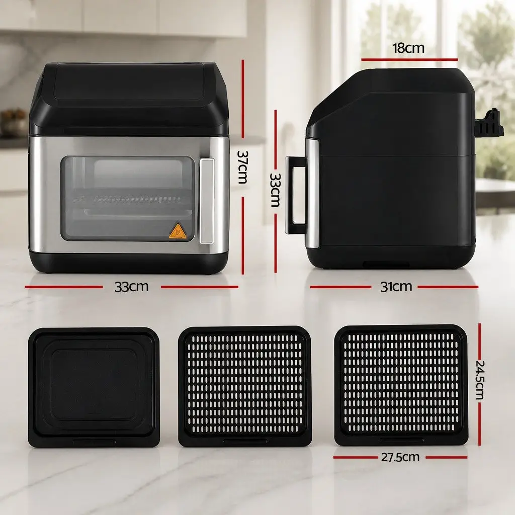 Air Fryer Black 13L Digital Oven Touch Control 17 Pre-set Programs Hot Air Circulation