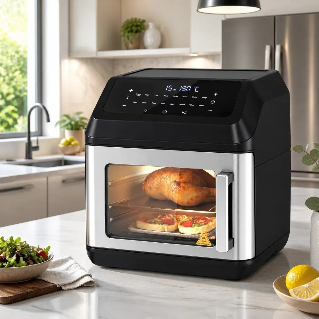 Air Fryer Black 13L Digital Oven Touch Control 17 Pre-set Programs Hot Air Circulation