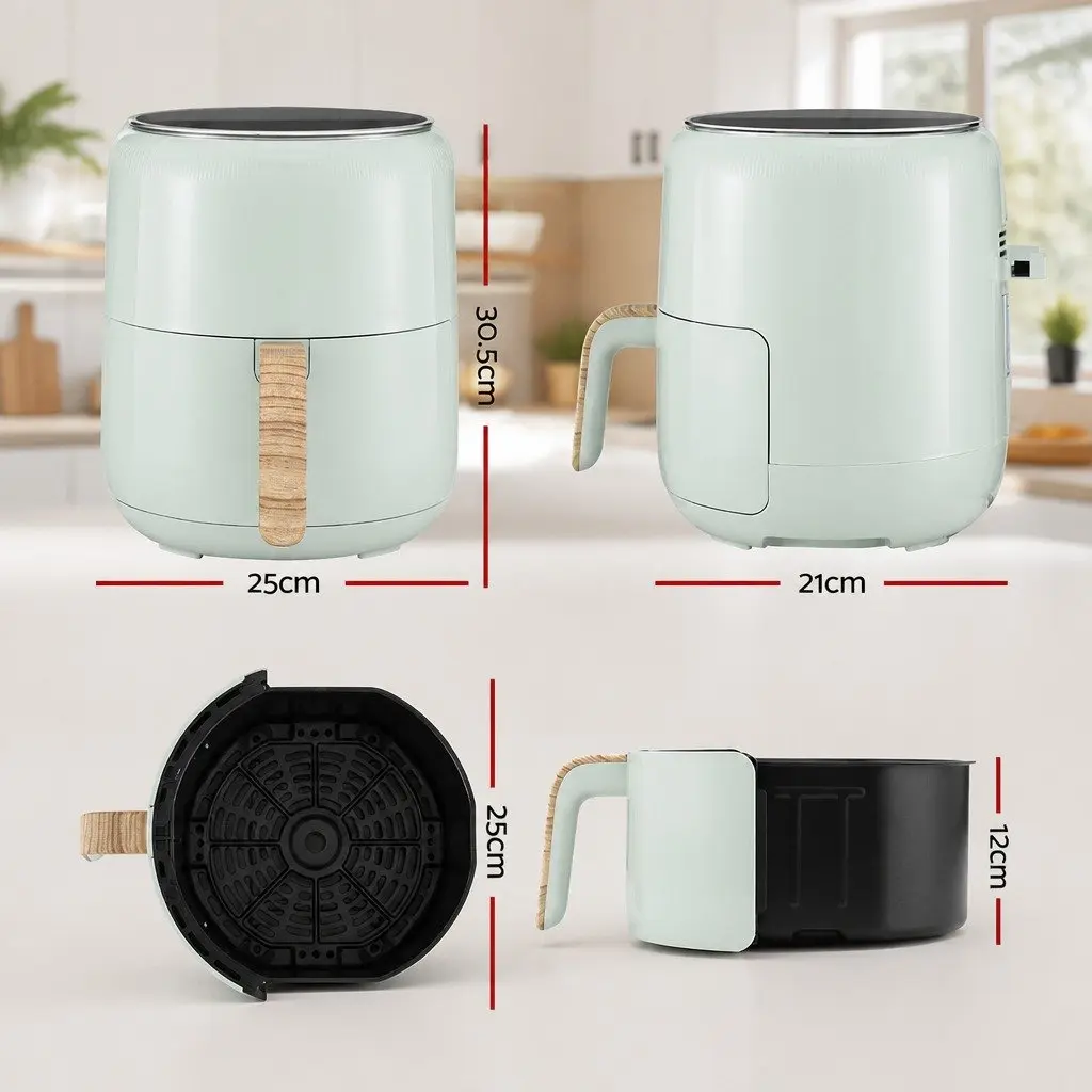 Air Fryer Blue 5L Touch Control with 8 Pre-set Cooking Programs and 360° Hot Air Circulation