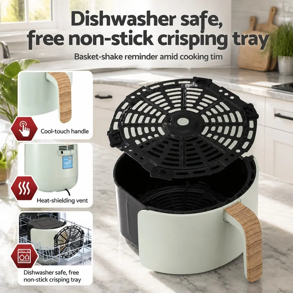 Air Fryer Blue 5L Touch Control with 8 Pre-set Cooking Programs and 360° Hot Air Circulation