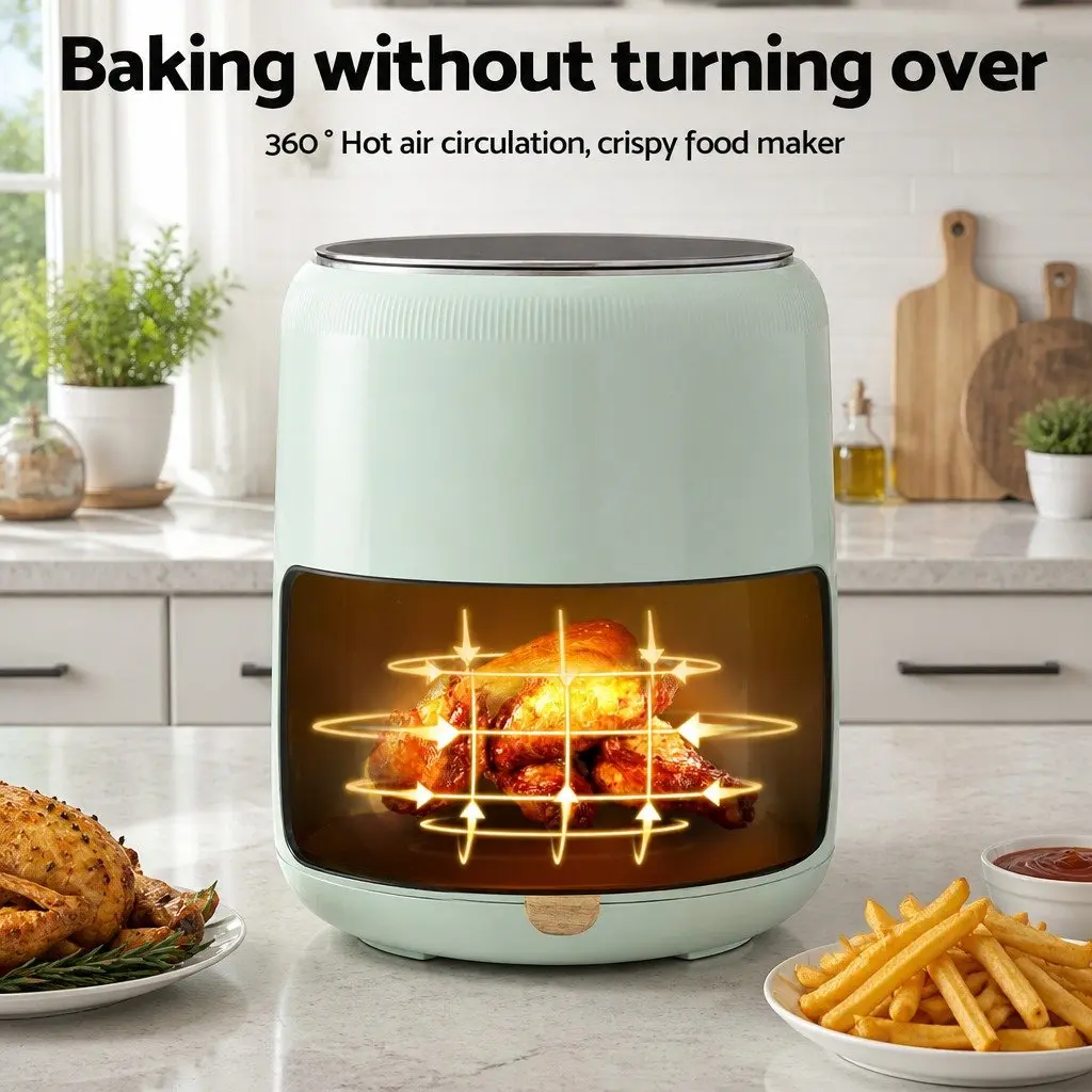 Air Fryer Blue 5L Touch Control with 8 Pre-set Cooking Programs and 360° Hot Air Circulation