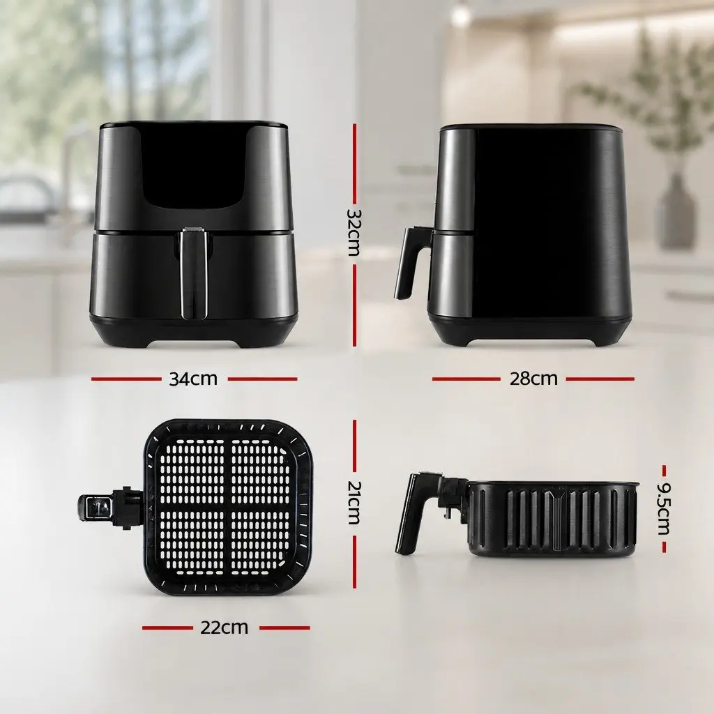 Air Fryer 7L LCD Touch Control Black Stainless Steel Kitchen Frying Roasting