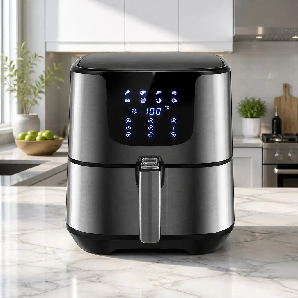 Air Fryer 7L LCD Touch Control Black Stainless Steel Kitchen Frying Roasting