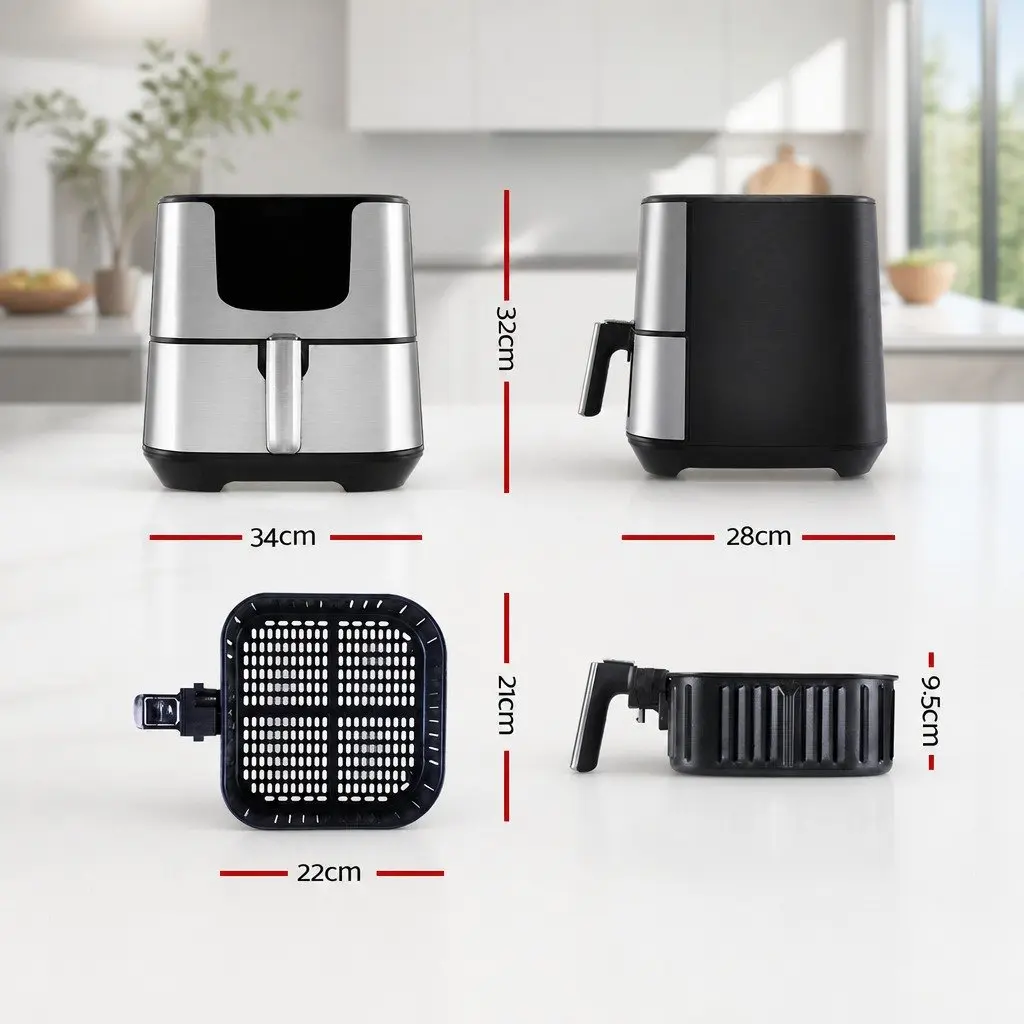 Air Fryer Black 7L LCD Touch Control 1700W 360° Air Circulation