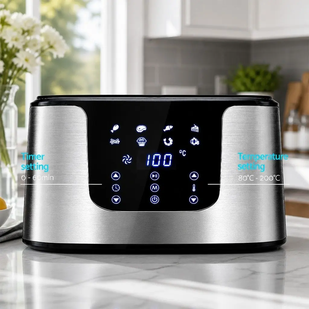 Air Fryer Black 7L LCD Touch Control 1700W 360° Air Circulation
