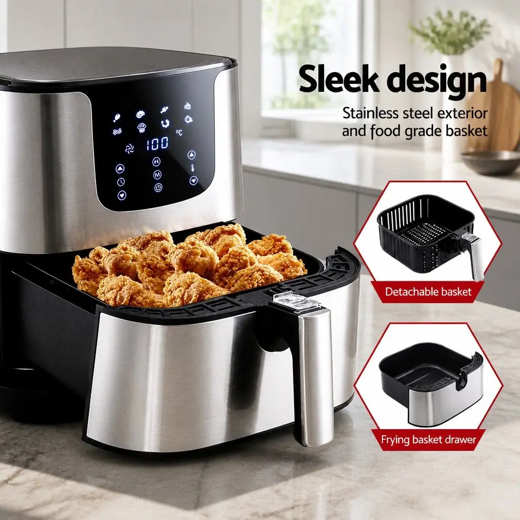 Air Fryer Black 7L LCD Touch Control 1700W 360° Air Circulation