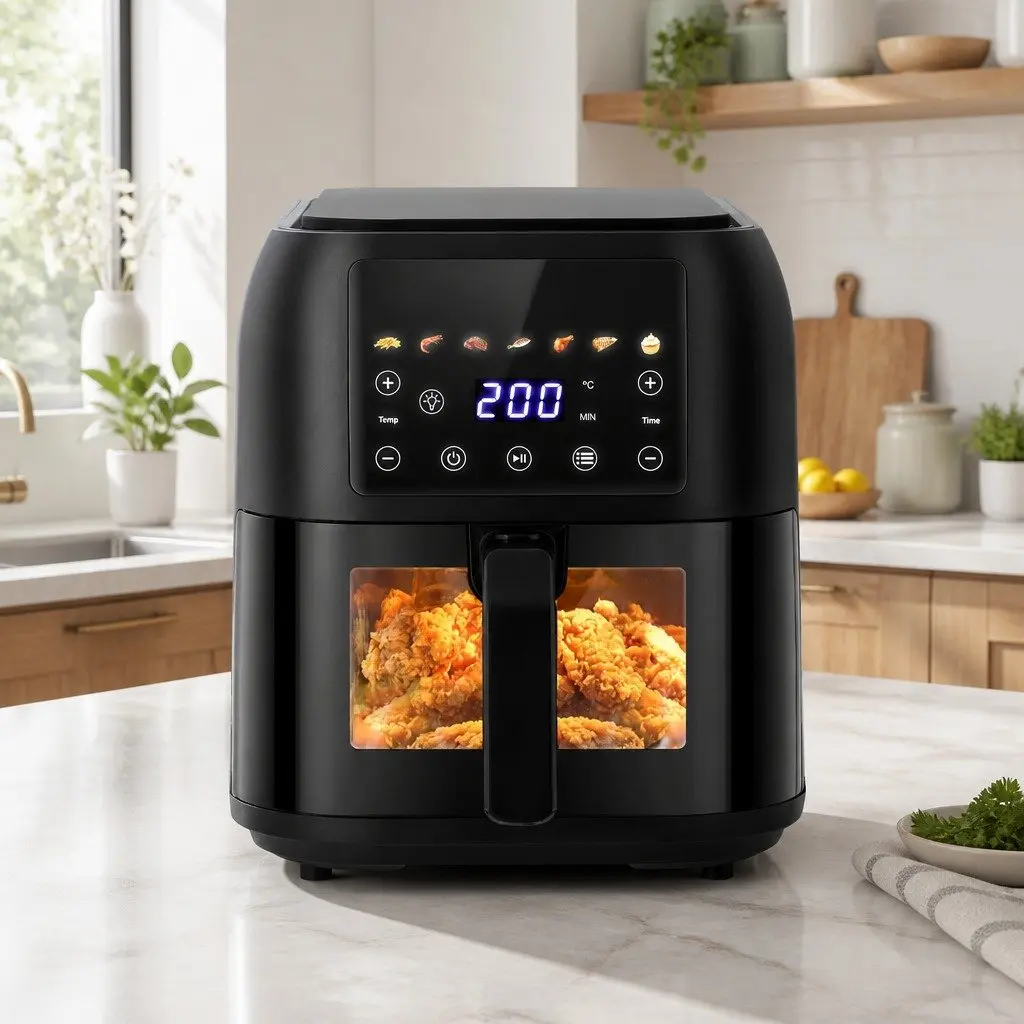 Air Fryer Black 8L LCD Touch Control 1700W with 7 Preset Programs and 360 Degrees Air Circulation