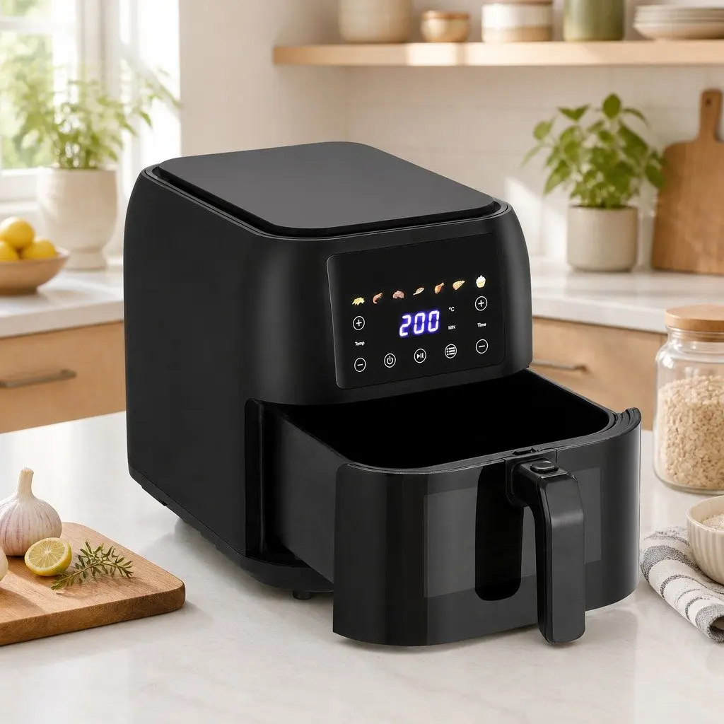 Air Fryer Black 8L LCD Touch Control 1700W with 7 Preset Programs and 360 Degrees Air Circulation