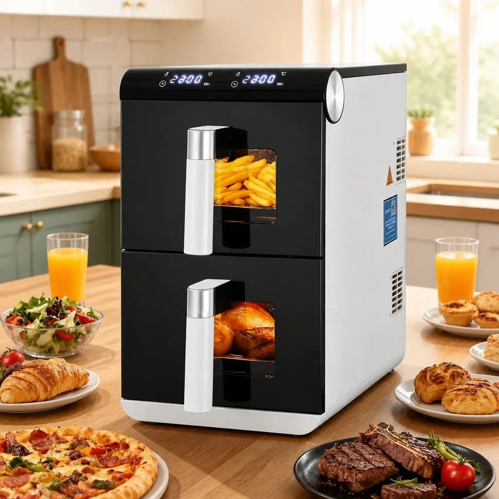 Air Fryer Oven White 11L Dual Zone Independent Baskets Dual Temperature Control