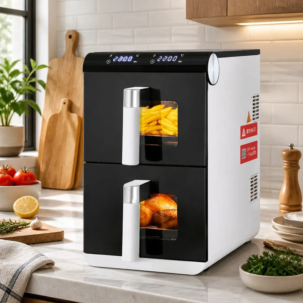 Air Fryer Oven White 11L Dual Zone Independent Baskets Dual Temperature Control