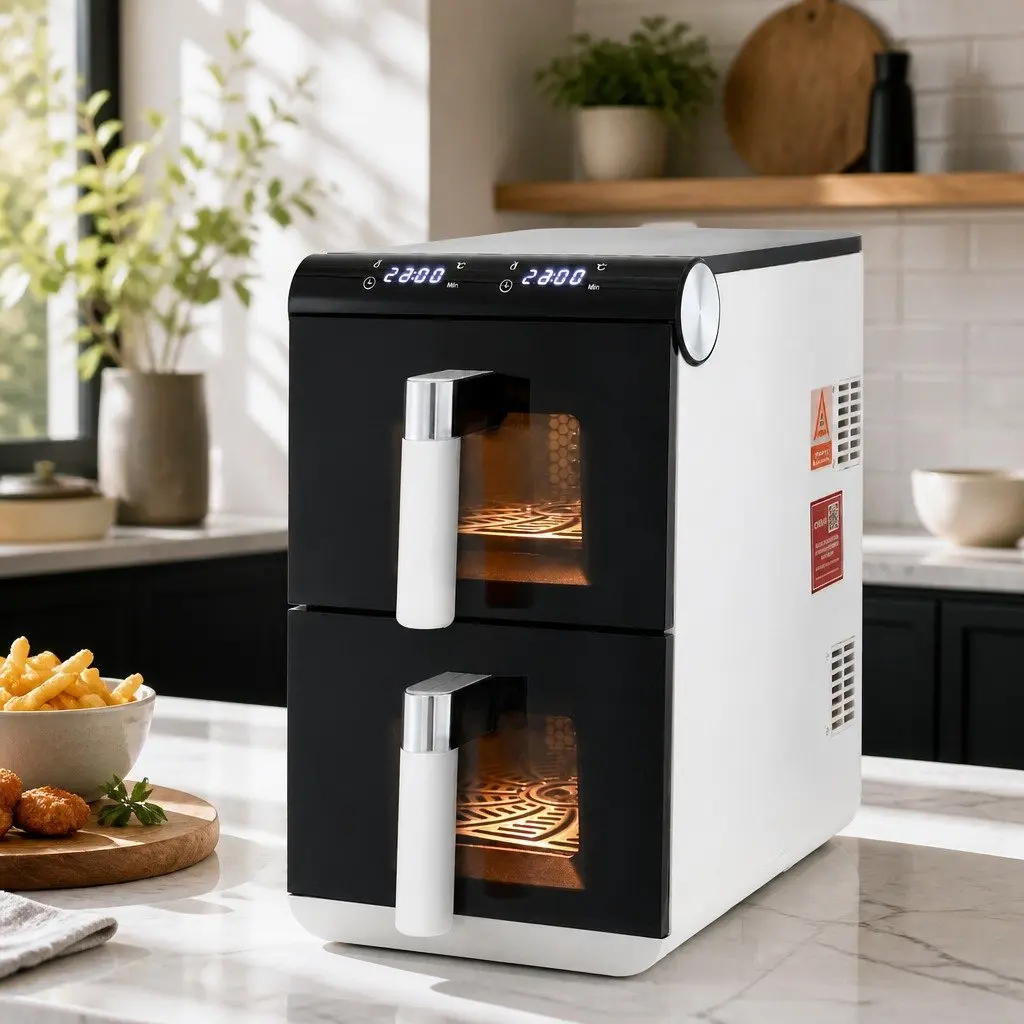 Air Fryer Oven White 11L Dual Zone Independent Baskets Dual Temperature Control