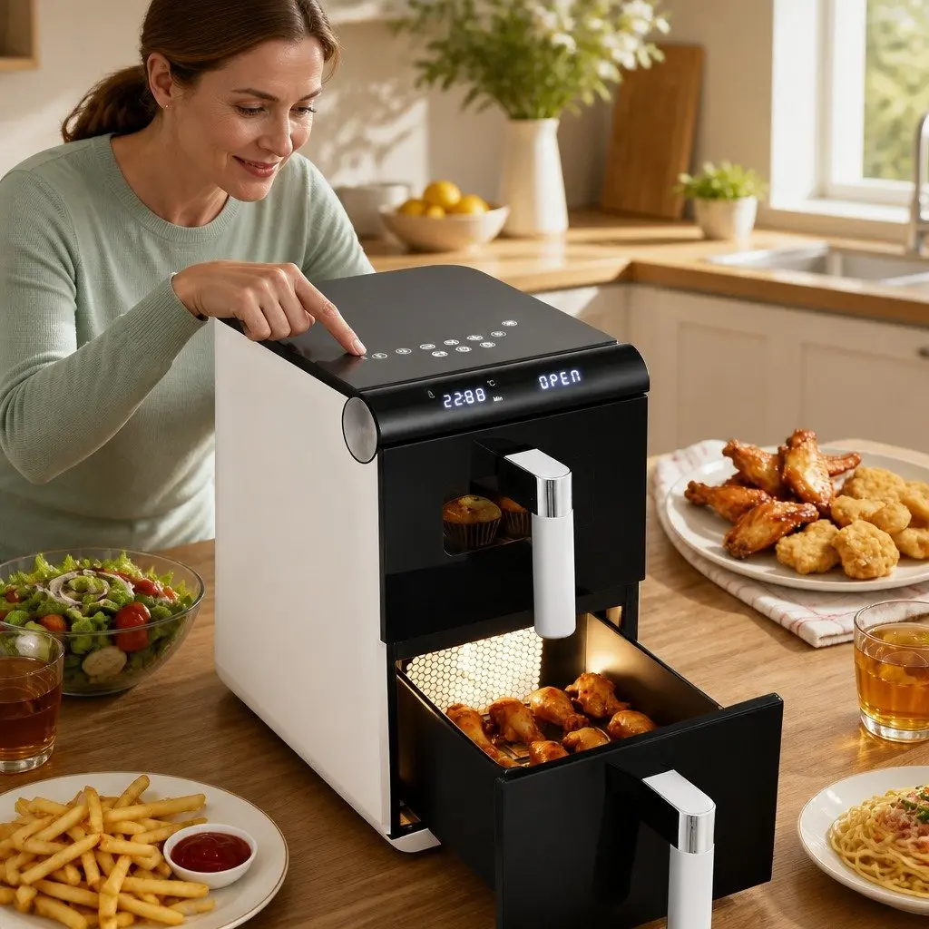 Air Fryer Oven White 11L Dual Zone Independent Baskets Dual Temperature Control
