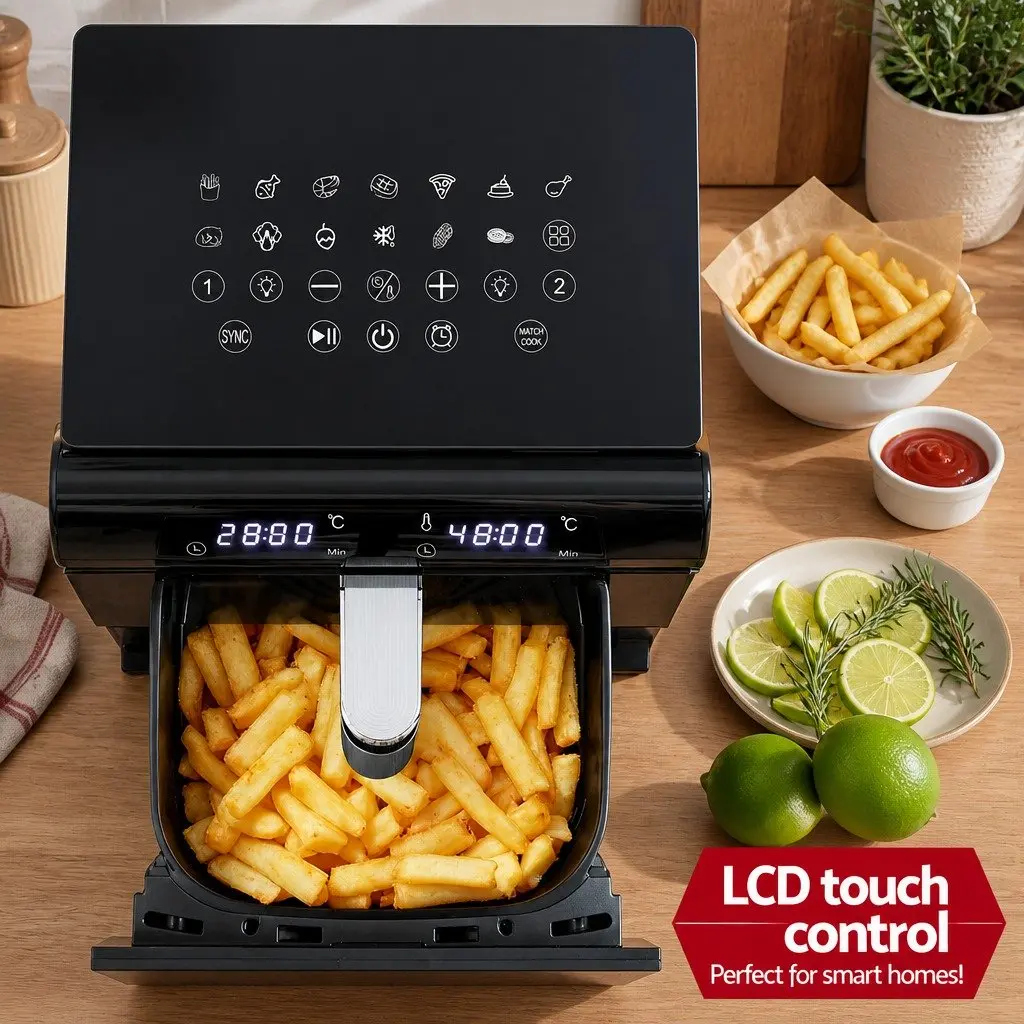 Air Fryer Oven White 11L Dual Zone Independent Baskets Dual Temperature Control