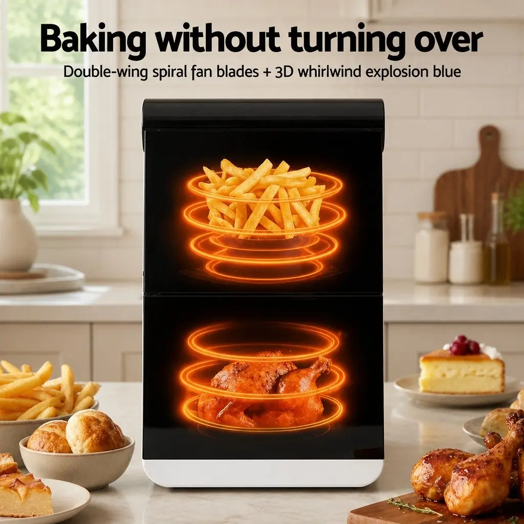 Air Fryer Oven White 11L Dual Zone Independent Baskets Dual Temperature Control