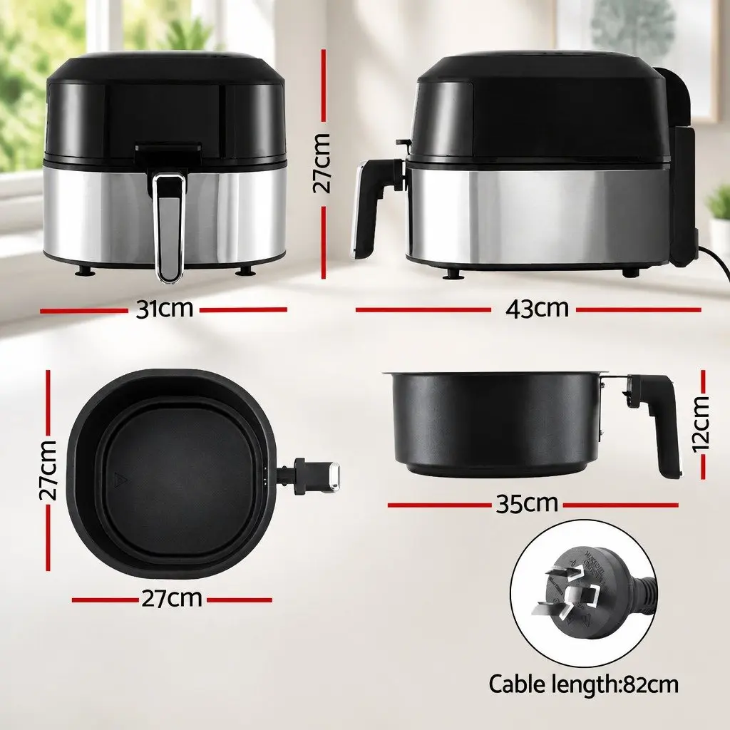 Air Fryer Grill Black 5.5L 1500W LCD Display Touch Control