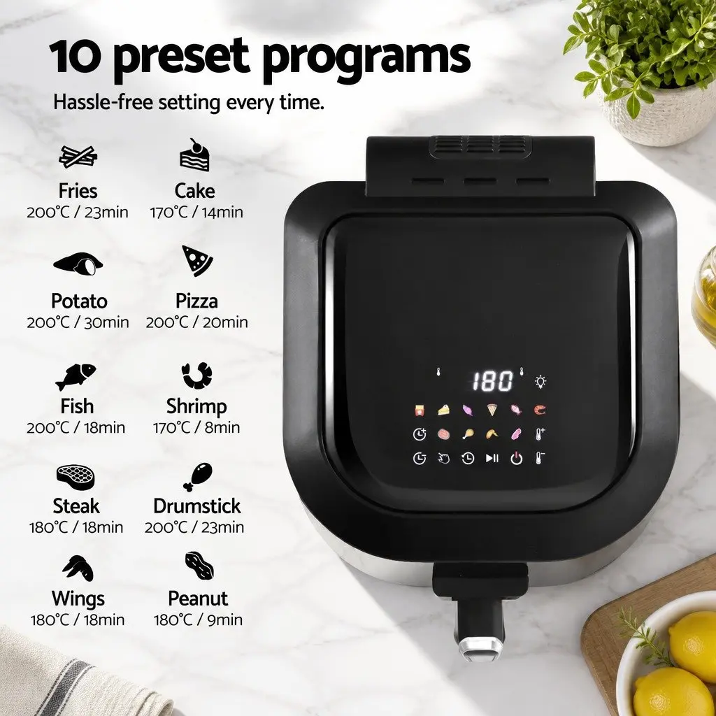 Air Fryer Grill Black 5.5L 1500W LCD Display Touch Control