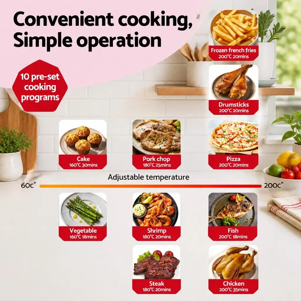 Air Fryer Pink 9L Dual Zone Kitchen Appliance Two Independent Baskets 4-in-1 Cooking Functions