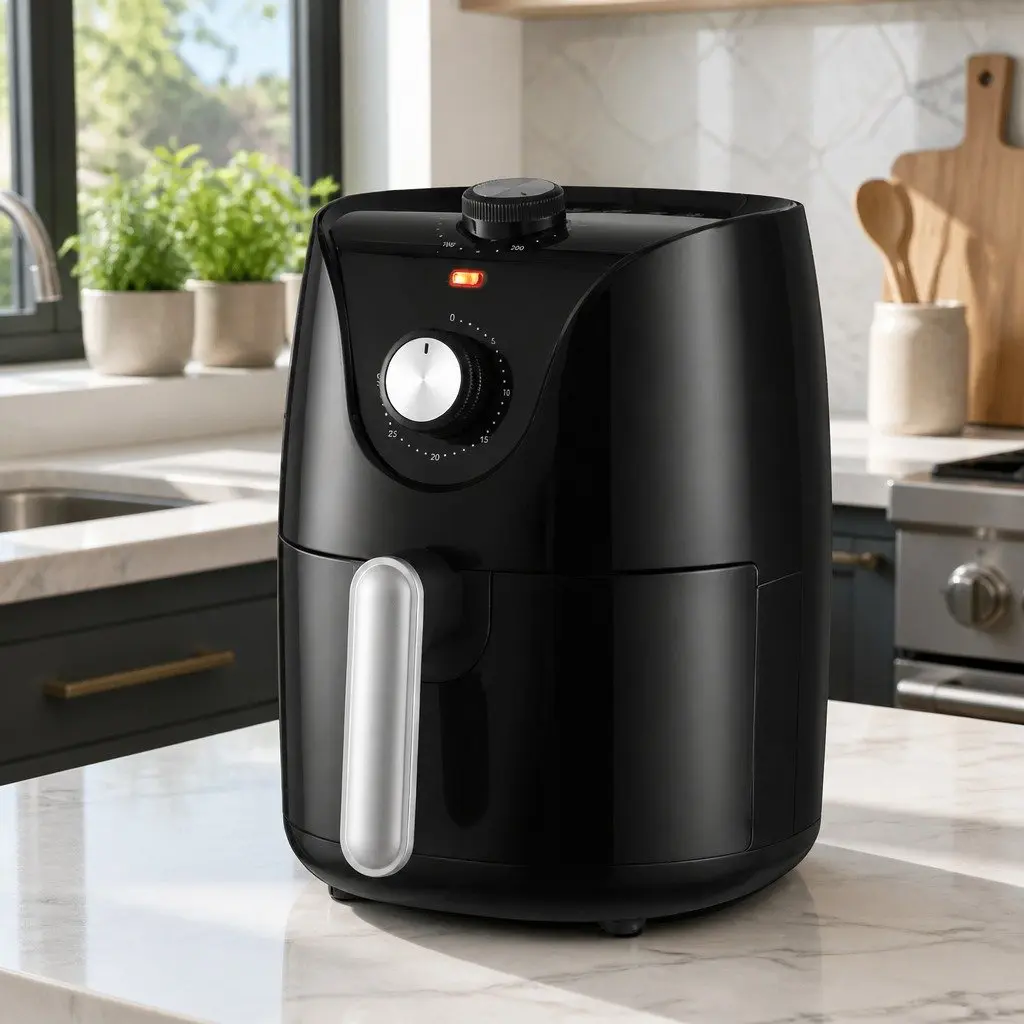 Air Fryer Black 2.5L Capacity Knob Control Compact Kitchen Cooking Appliance