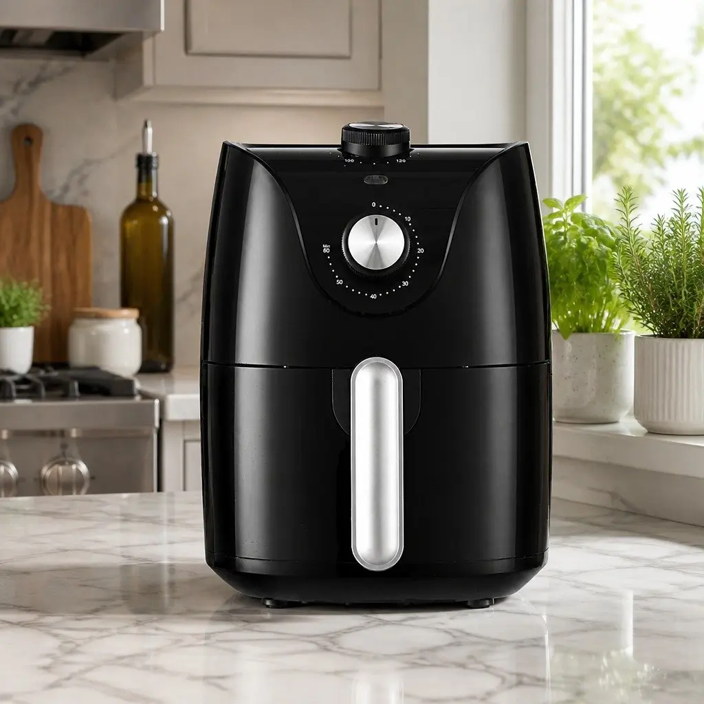 Air Fryer Black 2.5L Capacity Knob Control Compact Kitchen Cooking Appliance