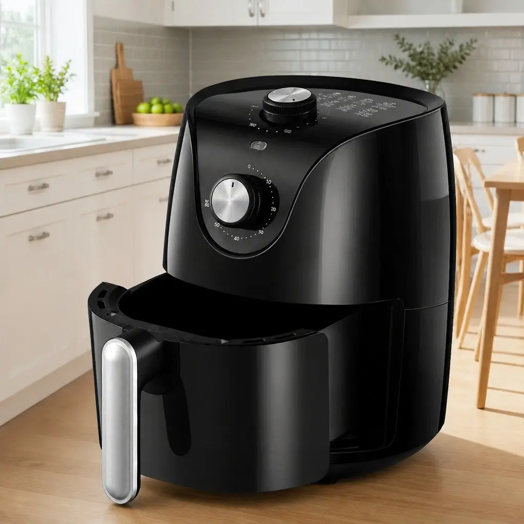 Air Fryer Black 2.5L Capacity Knob Control Compact Kitchen Cooking Appliance