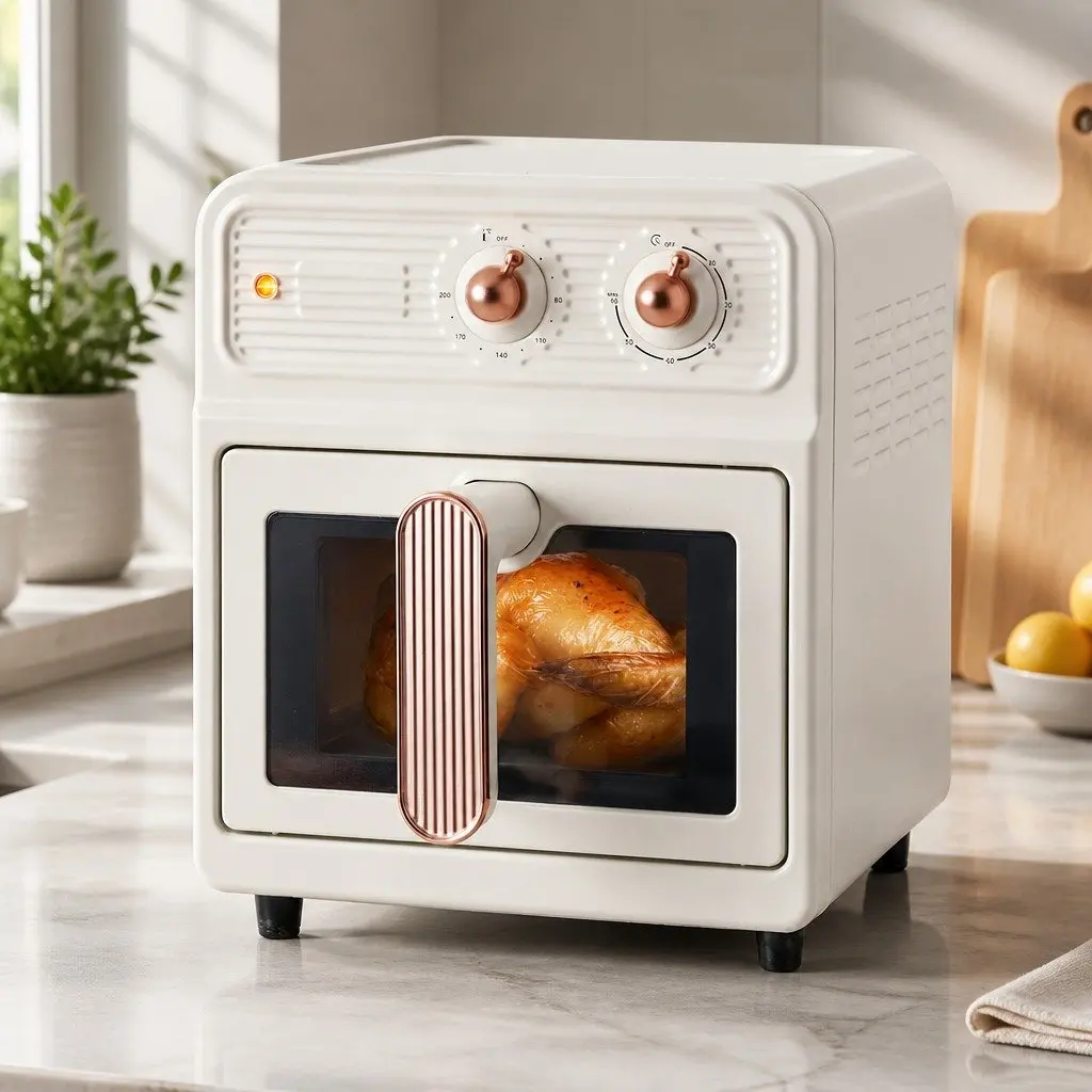 6L Air Fryer Cream Knob Control 1700W Rapid Heat Circulation Hot Air Frying