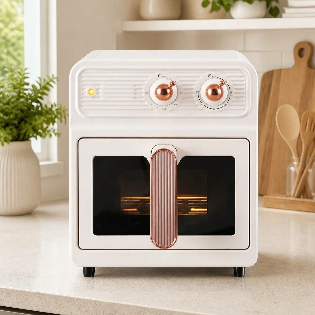 6L Air Fryer Cream Knob Control 1700W Rapid Heat Circulation Hot Air Frying