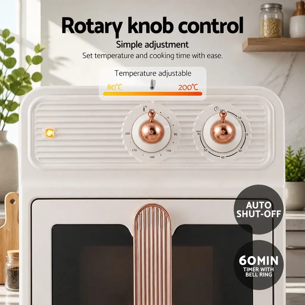 6L Air Fryer Cream Knob Control 1700W Rapid Heat Circulation Hot Air Frying