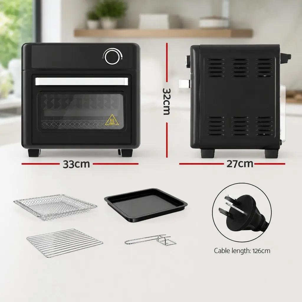 Air Fryer 15L Black LCD Touch Control Electric Countertop Cooking Appliance