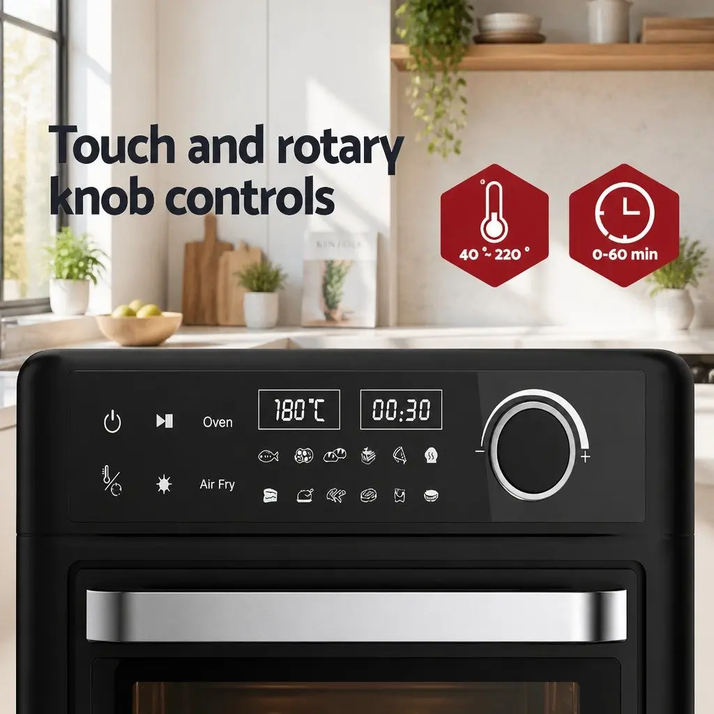 Air Fryer 15L Black LCD Touch Control Electric Countertop Cooking Appliance
