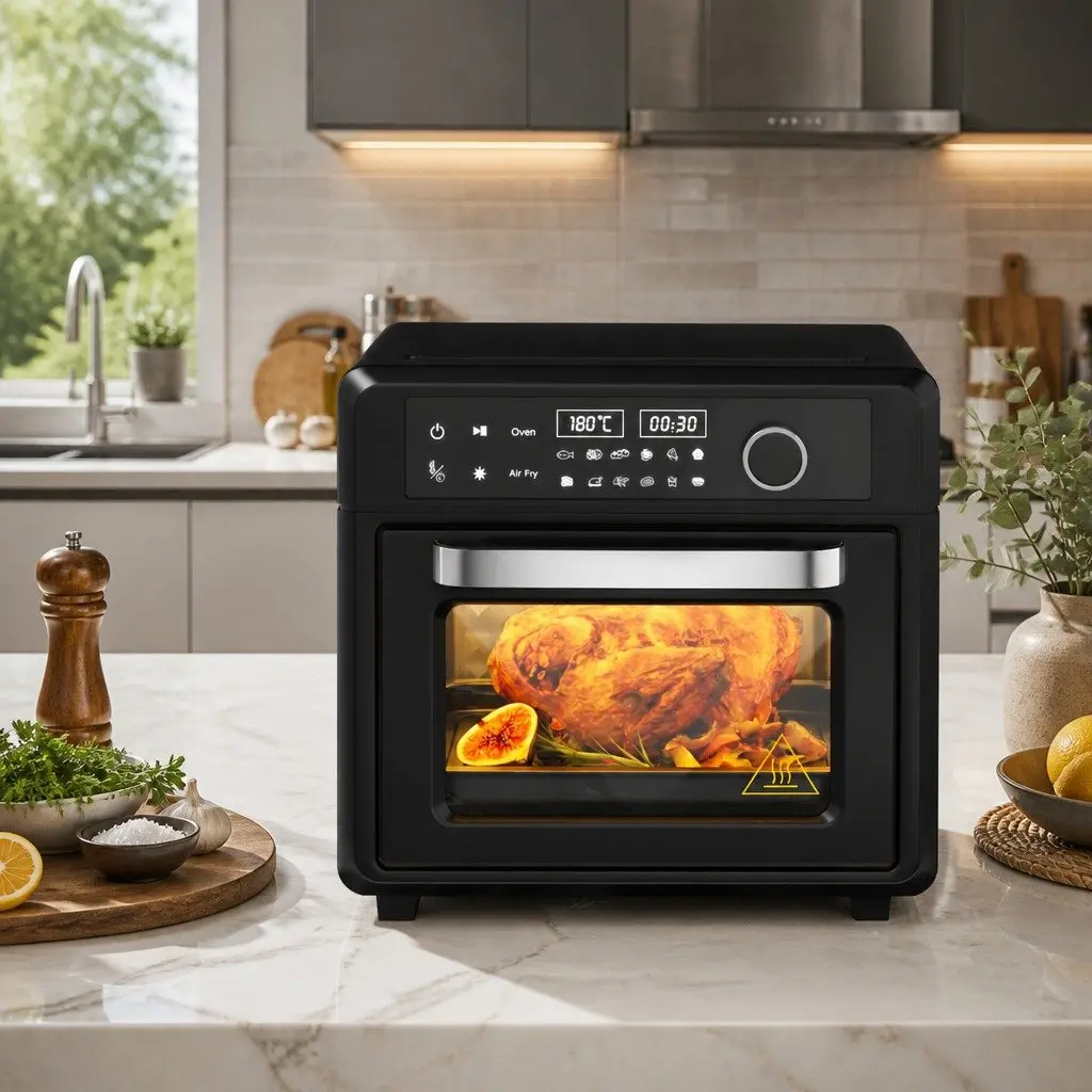 Air Fryer Oven Black 20L LCD Touch Control 12 Preset Cooking Programs
