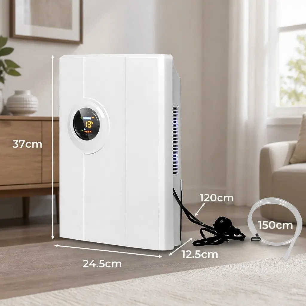 Portable Dehumidifier Air Purifier White 2L LED Display Remote Control