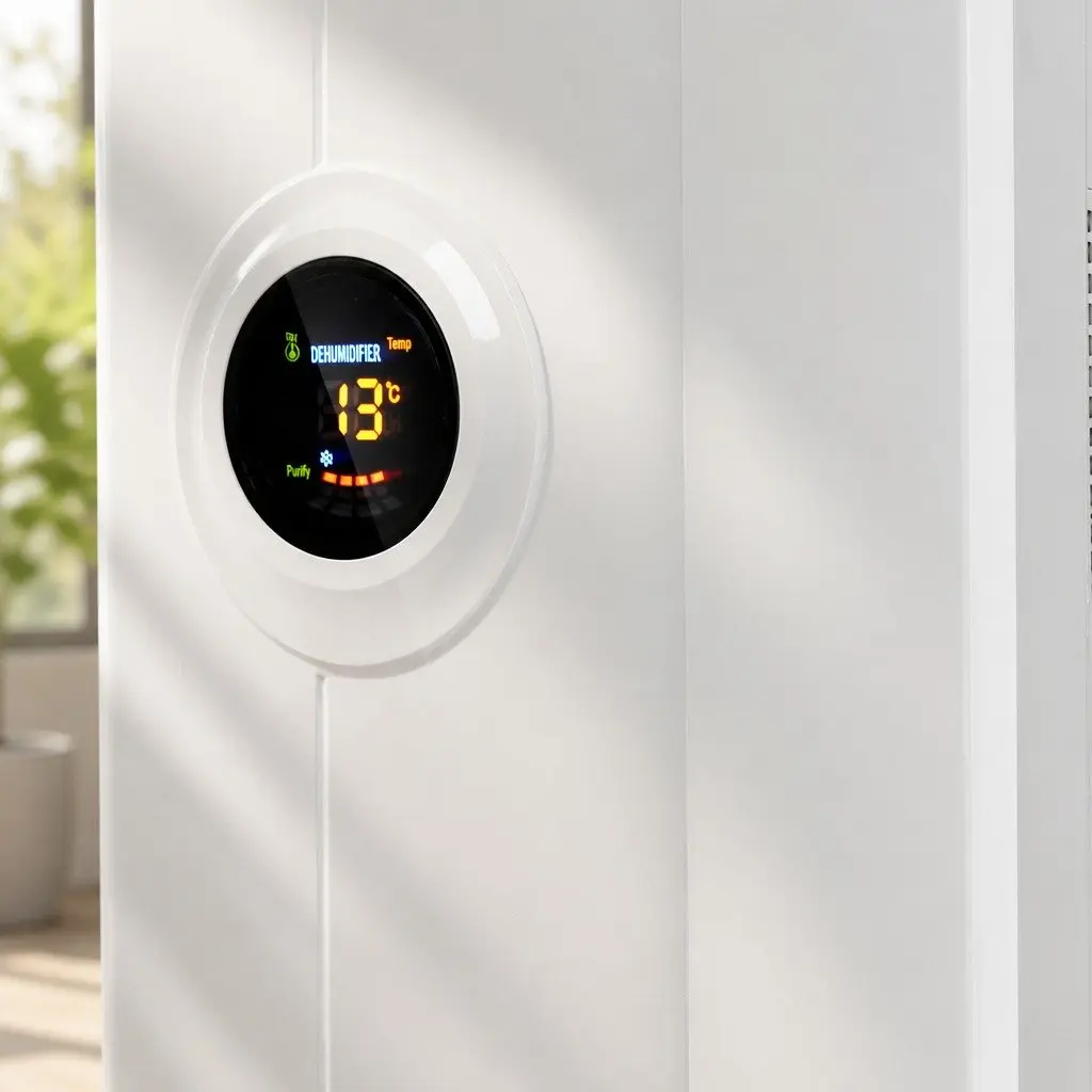 Portable Dehumidifier Air Purifier White 2L LED Display Remote Control