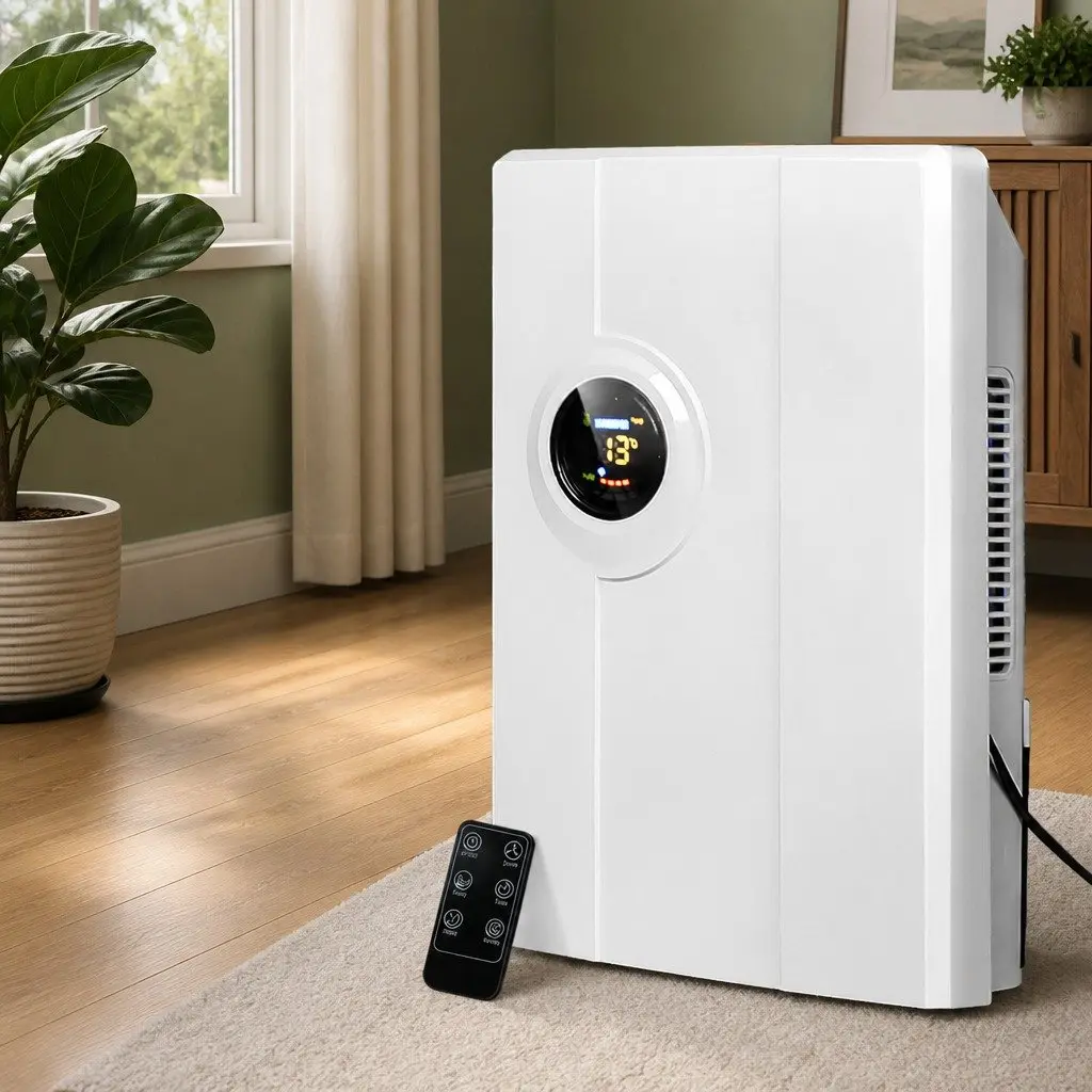Portable Dehumidifier Air Purifier White 2L LED Display Remote Control