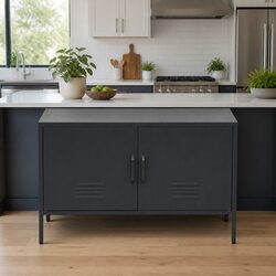 Buffet Sideboard Metal Cabinet Storage with Adjustable Shelf and Cable Hole,