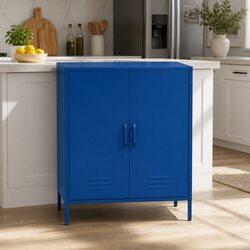 Compact Blue Buffet Cabinet with Ample Storage Options