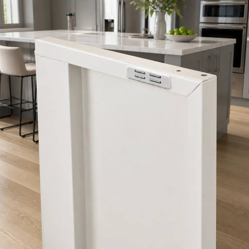 Buffet Sideboard Cabinet White Metal Adjustable Shelves Hooks