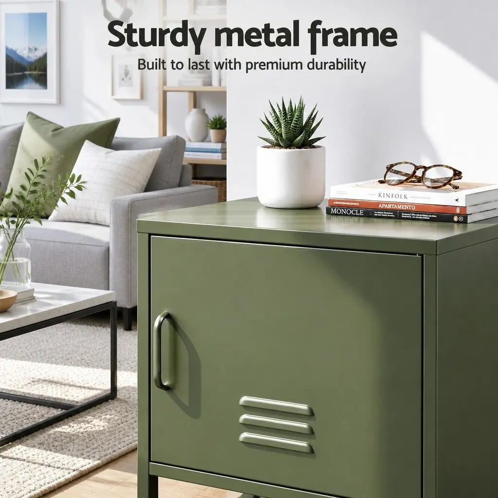 Buffet Sideboard Cabinet Green Set of 2 2 Doors Adjustable Shelves Cable Hole Wall Attachment