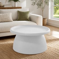 Round Coffee Table 71CM Pedestal Base Living Room Furniture White