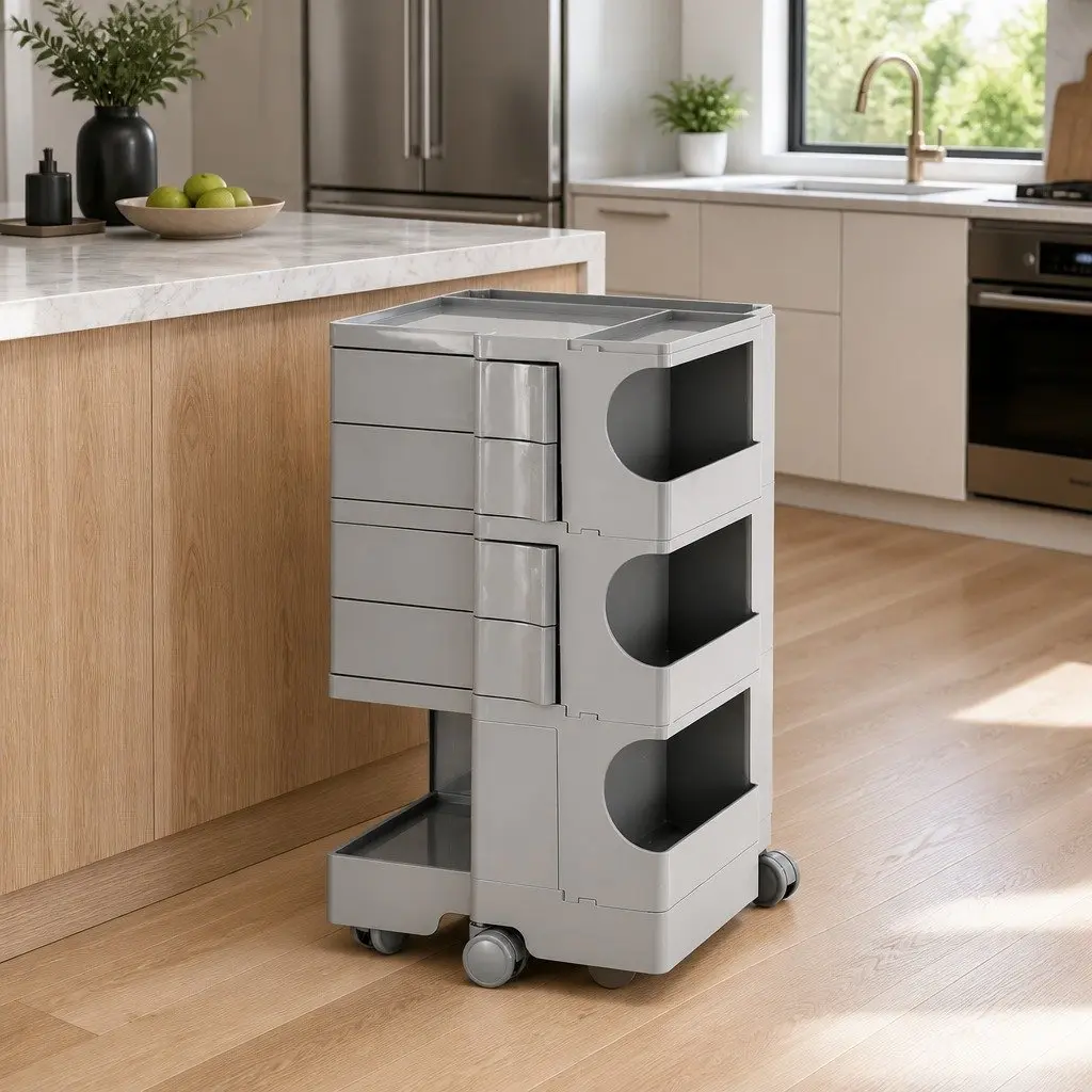 Storage Trolley Grey 5 Tier Cart Organiser with Wheels