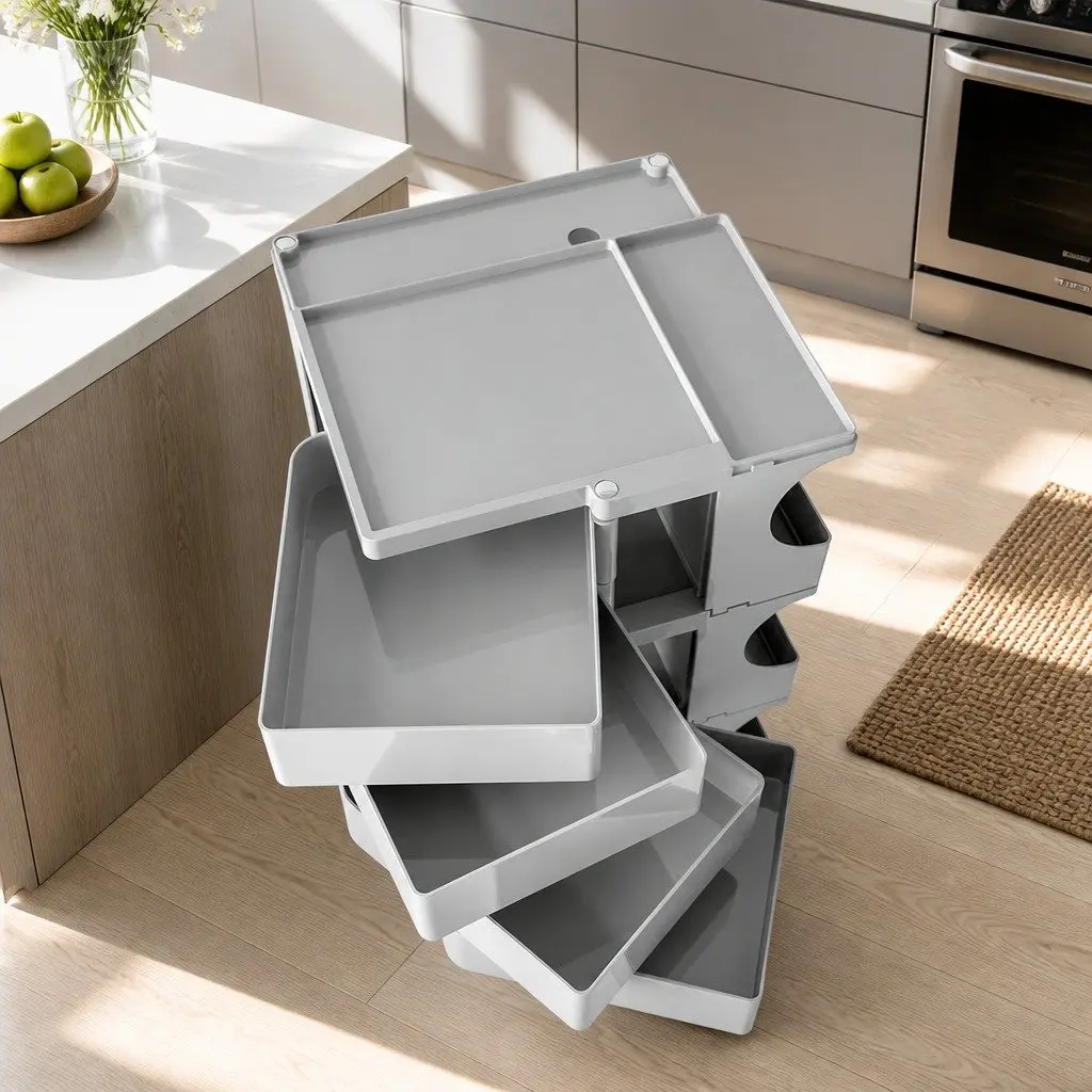 Storage Trolley Grey 5 Tier Cart Organiser with Wheels