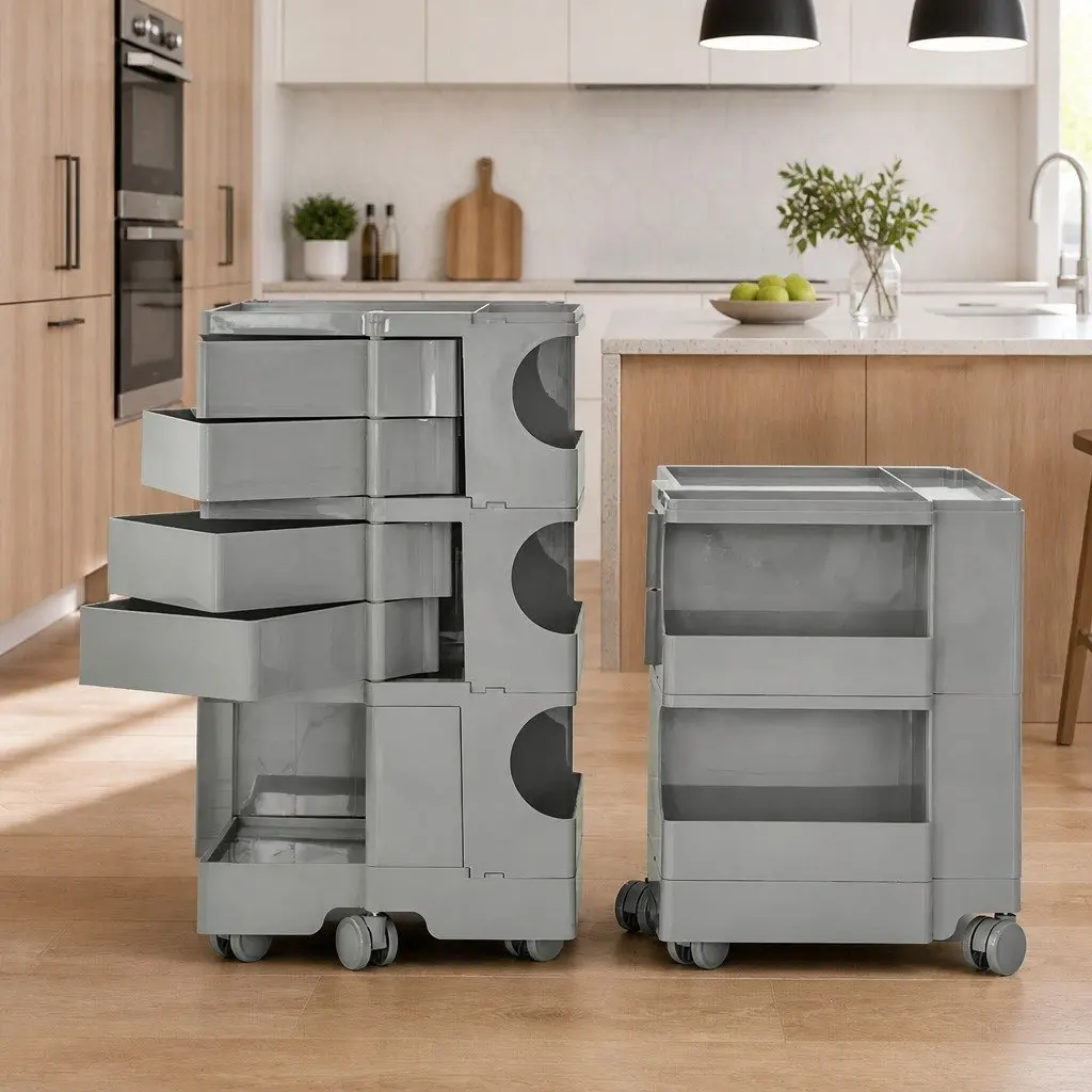 Storage Trolley Grey 5 Tier Cart Organiser with Wheels