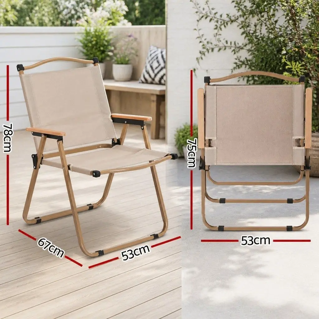 Beige Folding Chair for Camping and Beach Use