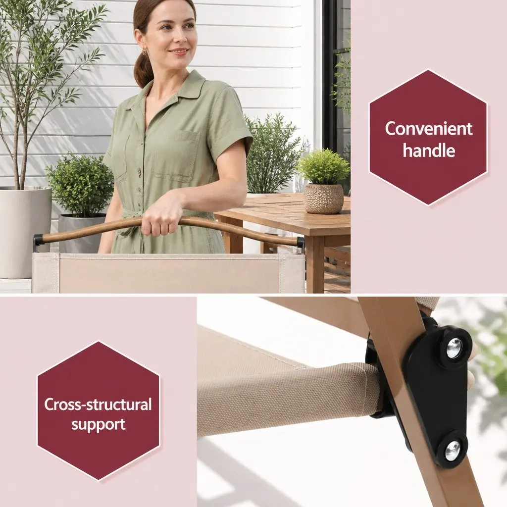 Beige Folding Chair for Camping and Beach Use