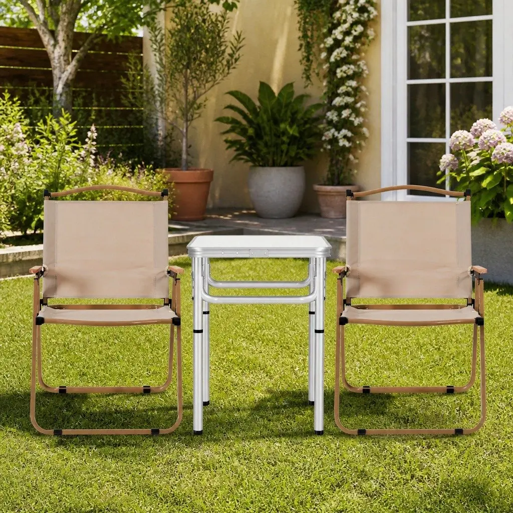 3pc Camping Set Folding Table Chairs Outdoor Portable Picnic Patio Furniture