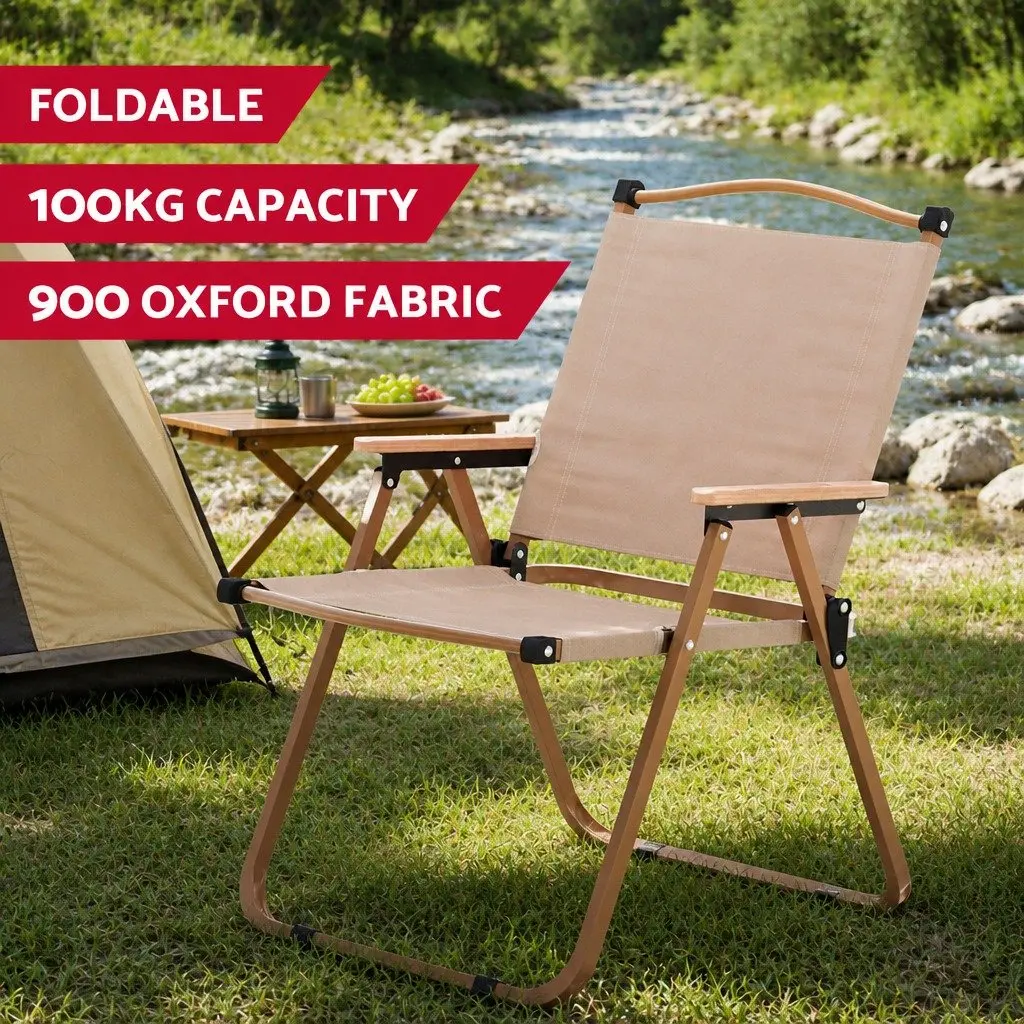 7-Piece Folding Camping Table Chair Set Portable Lightweight Outdoor Picnic Beige Silver