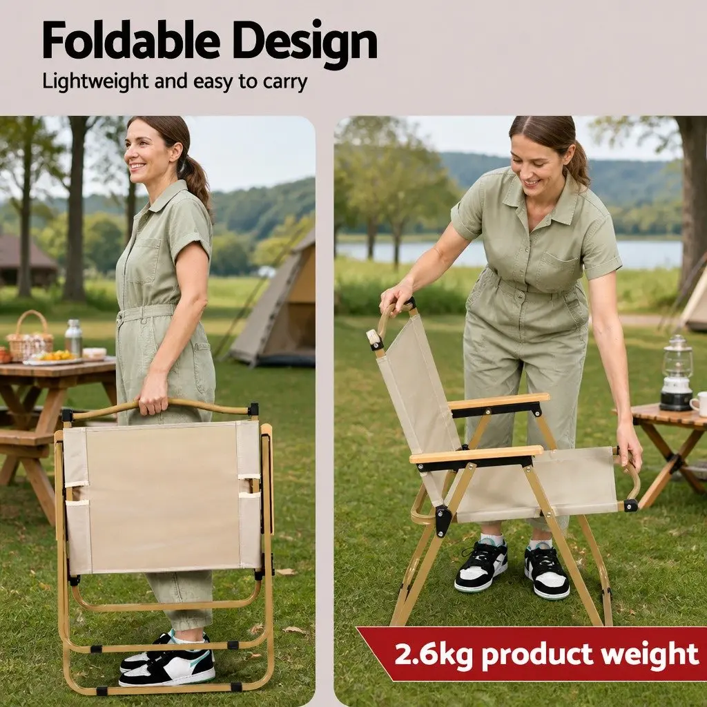 7-Piece Folding Camping Table Chair Set Portable Lightweight Outdoor Picnic Beige Silver