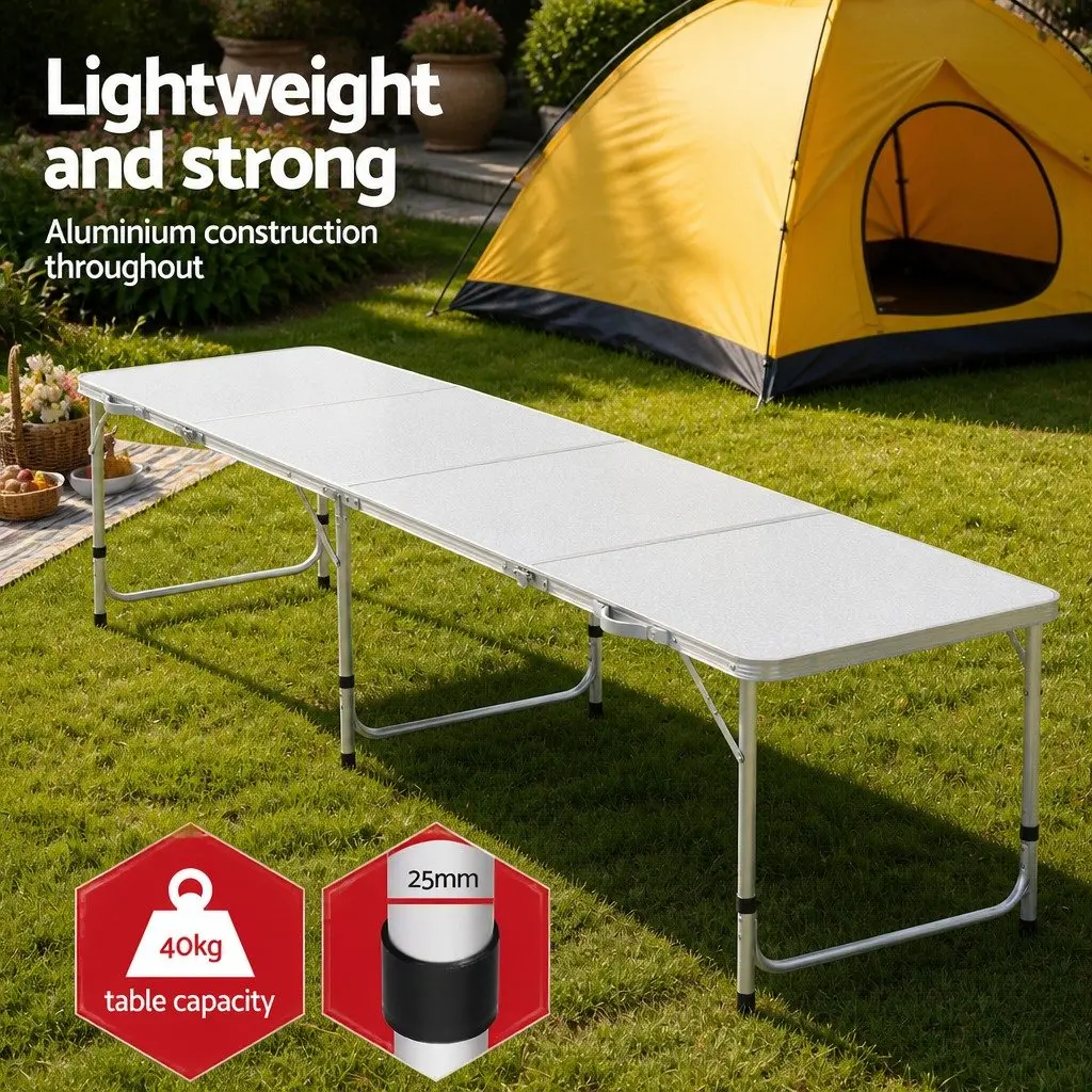 7-Piece Folding Camping Table Chair Set Portable Lightweight Outdoor Picnic Beige Silver