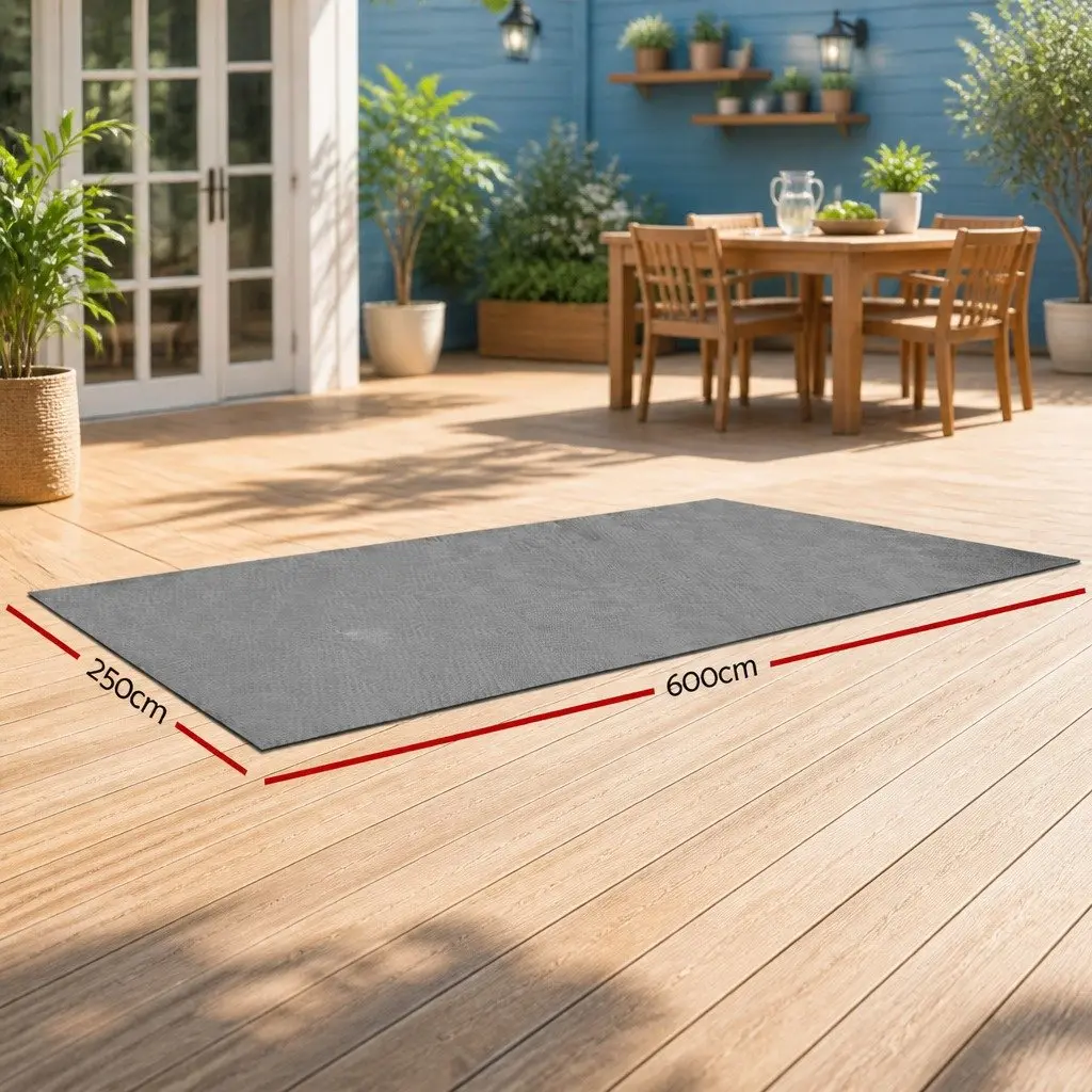 Annex Matting Floor Mats Grey 6M x 2.5M Breathable Heavy-duty UV Treated Non-slip Mould and Mildew Resistant